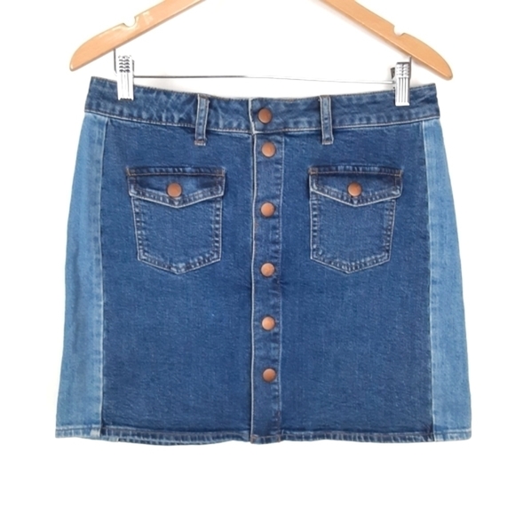 Madewell Denim Mini Skirt In Color Block  Size 29 - Picture 2 of 5